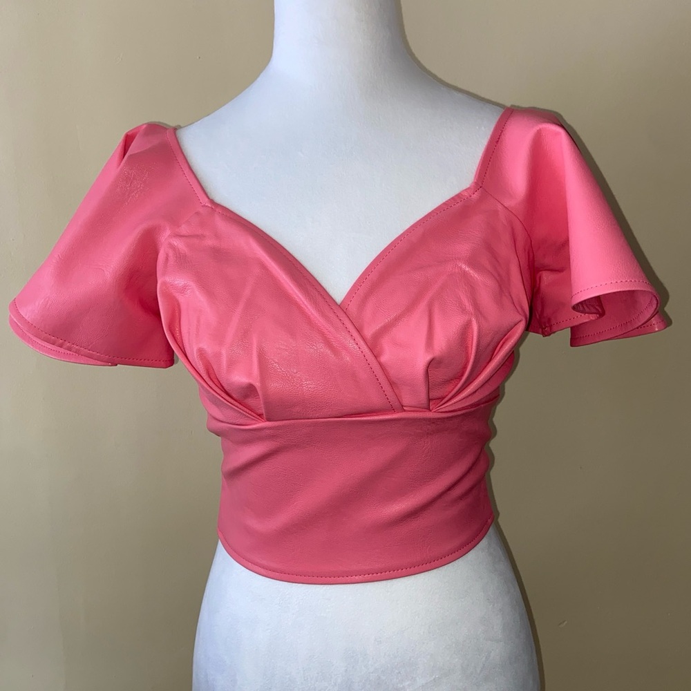 Vixen by Micheline Pitt Pink Wrap Crop Top